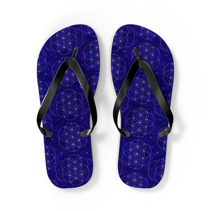Cosmic Flower Flip Flops - Boho Chic Sandals for Beach, Summer Fun, Festival Vibes, Yoga Retreats, Gift for Her