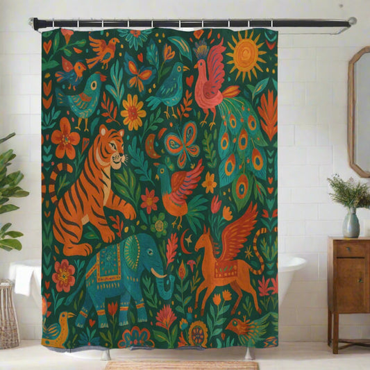🐅 “Boho Safari Dreams” Shower Curtain | Waterproof | 120×180cm