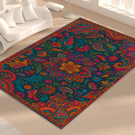 🔥 Boho Fire Bloom Floor Mat – Where Maximalism Meets Magic 🔥