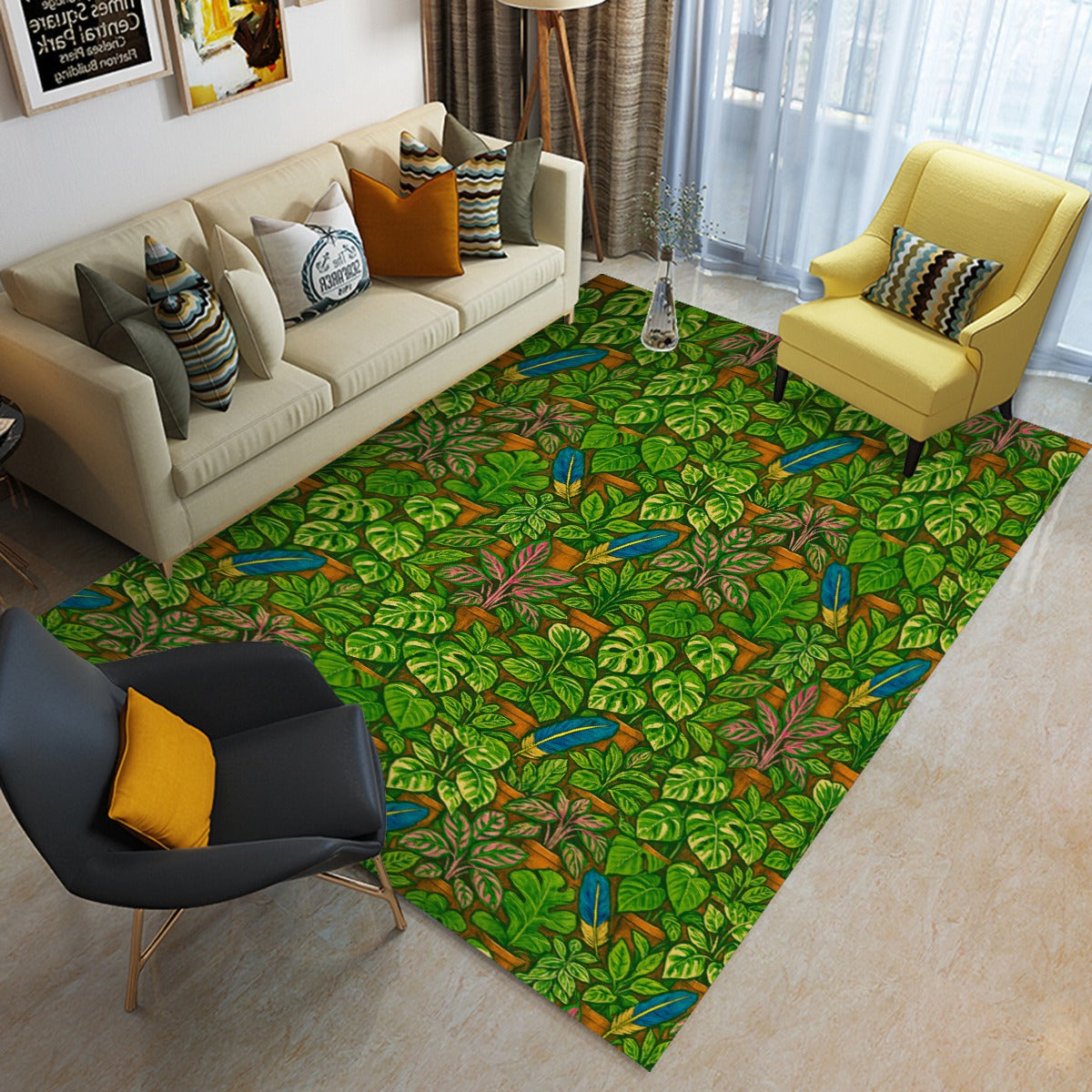 Tropical Jungle Leaf Foldable Floor Mat – Super Soft with Non-Slip Backing