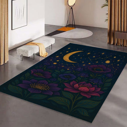 🌙 Cosmic Garden Floor Mat – Boho Maximalist Dream Rug
