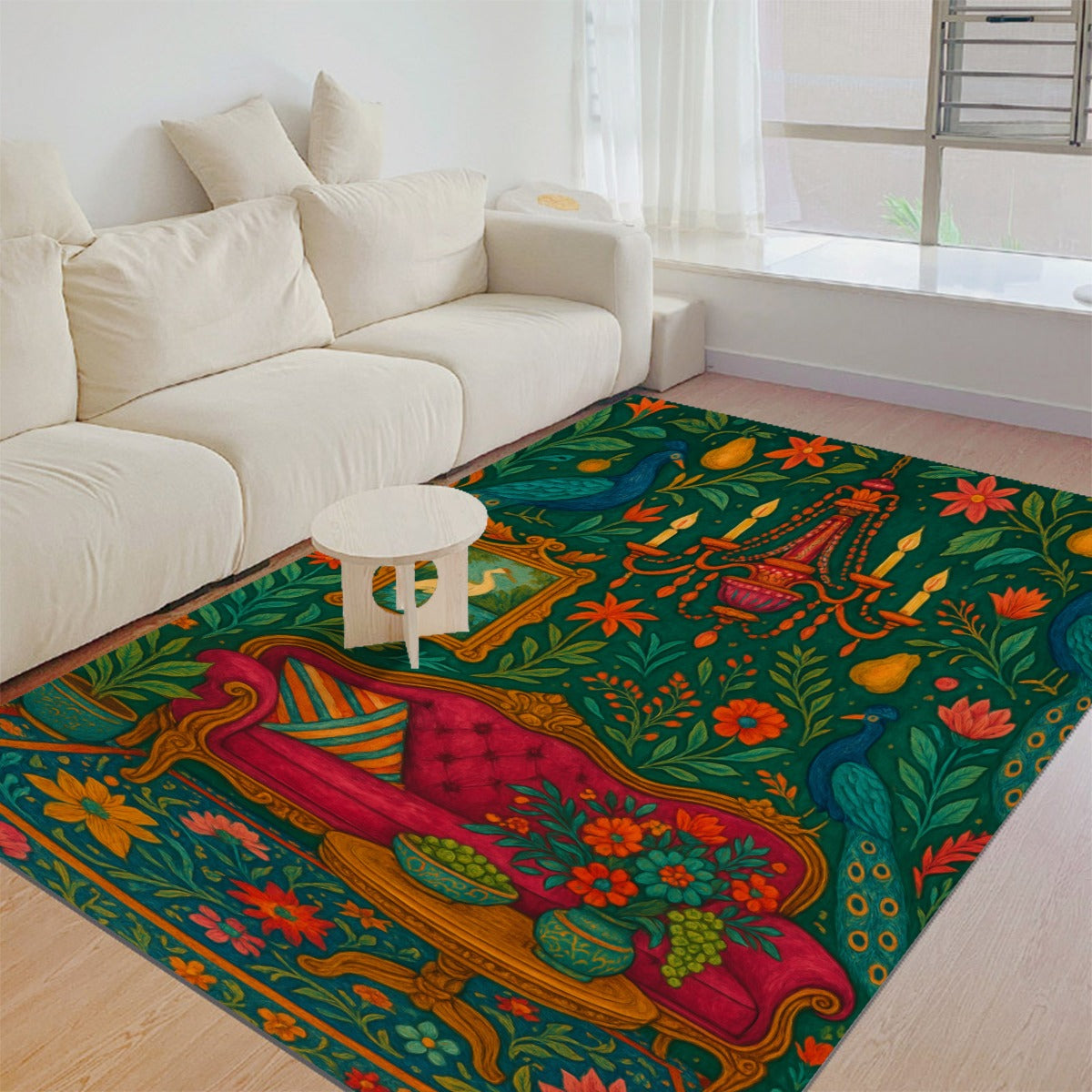 🌿 “Boho Parlor” Felt Floor Mat – Maximalist Magic in Every Step