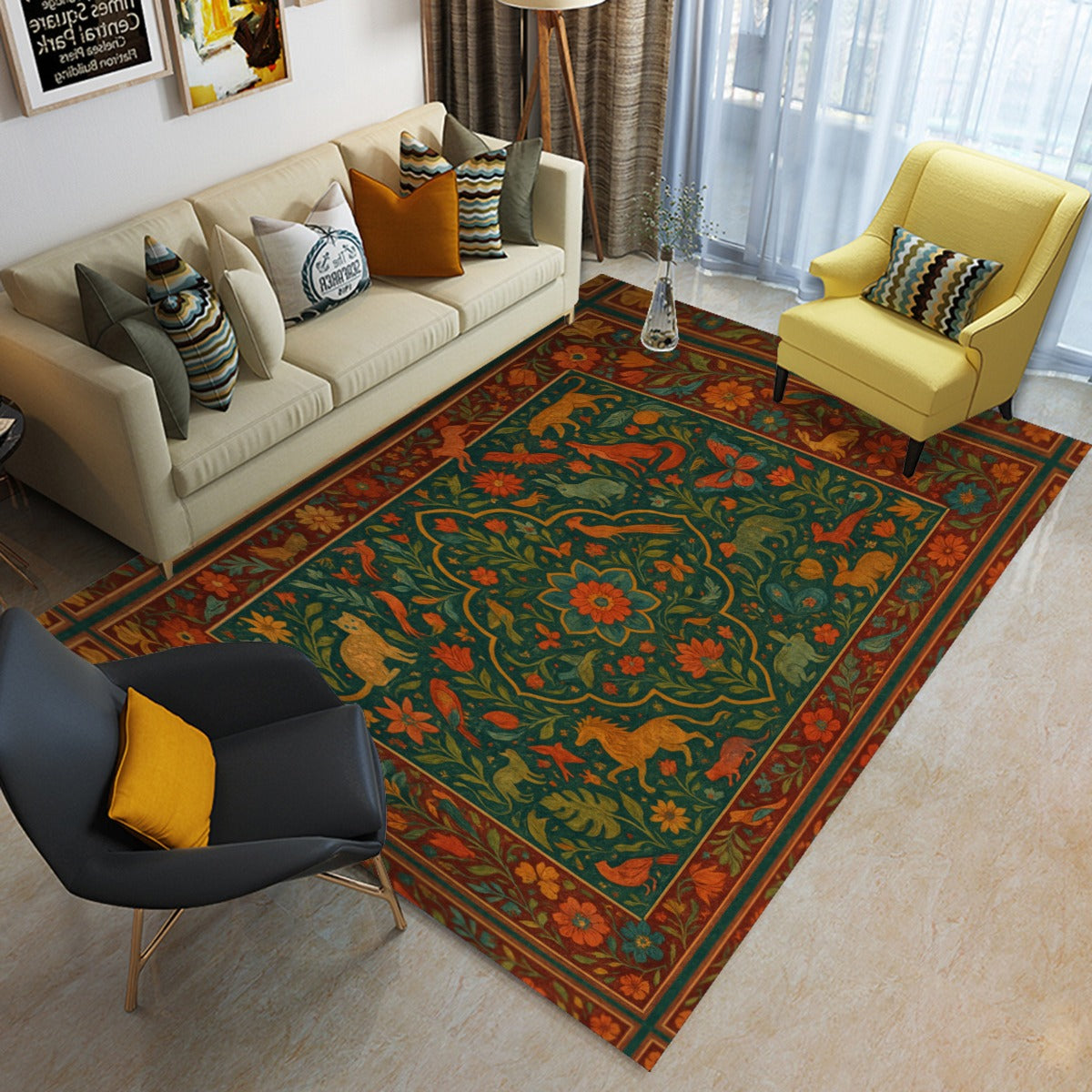 🦁 Boho Majestic Garden Floor Mat – Bold, Wild &amp; Wonderfully Soft 🦁
