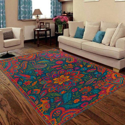🔥 Boho Fire Bloom Floor Mat – Where Maximalism Meets Magic 🔥
