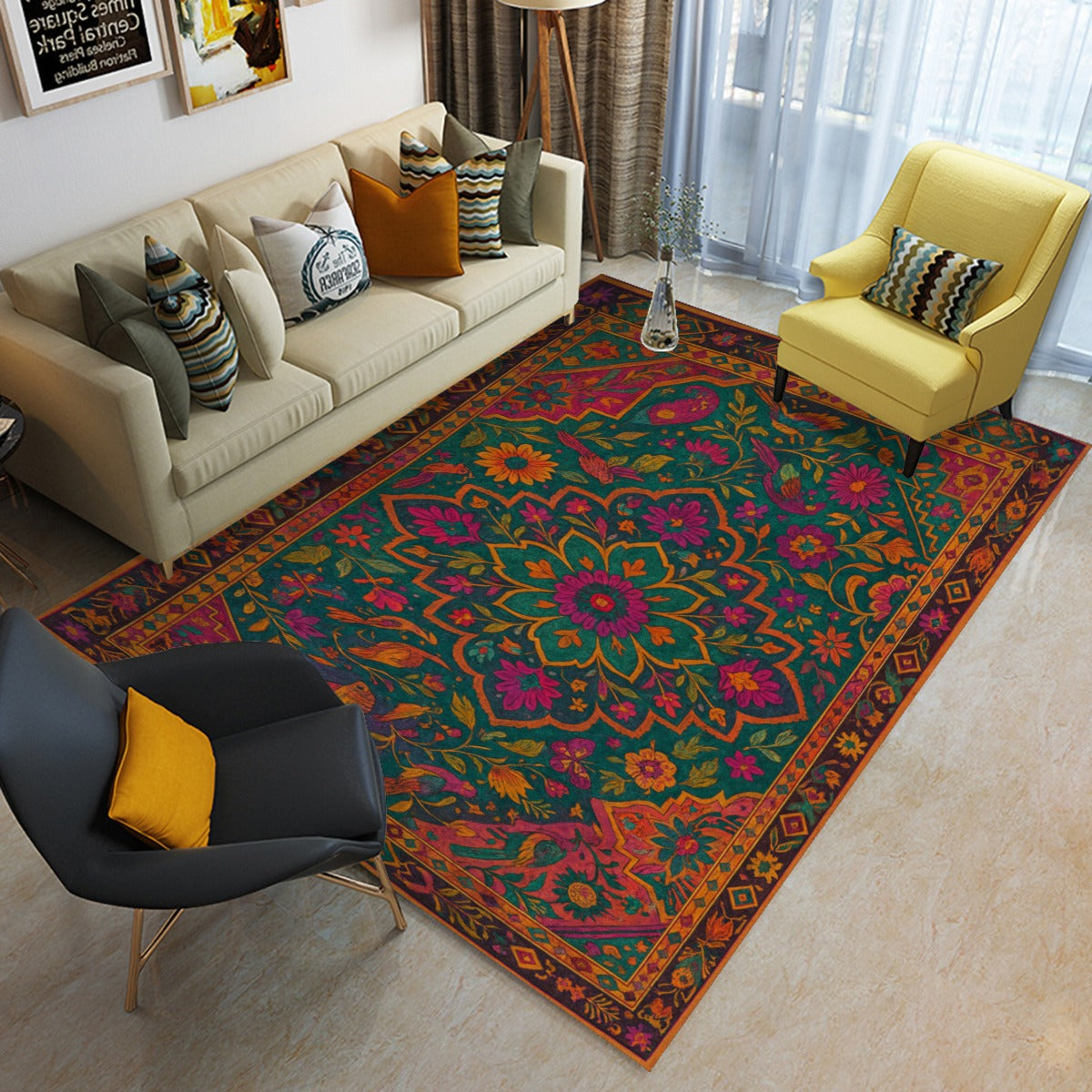 🌺 Boho Bloom Festival Floor Mat – Color-Drenched Comfort for Wild Souls 🌺
