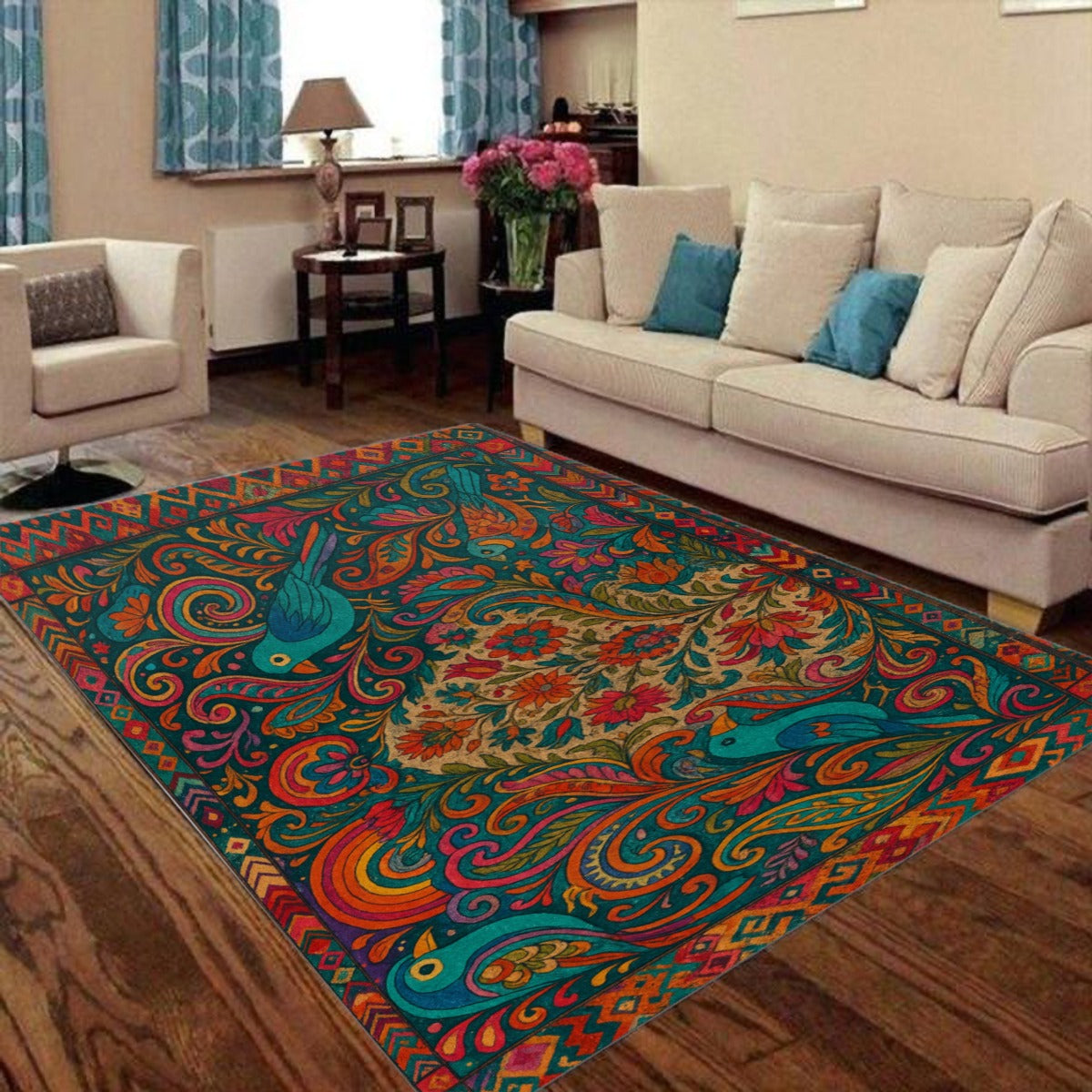 🕊️ Boho Songbird Garden Floor Mat – Foldable Decorative Rug