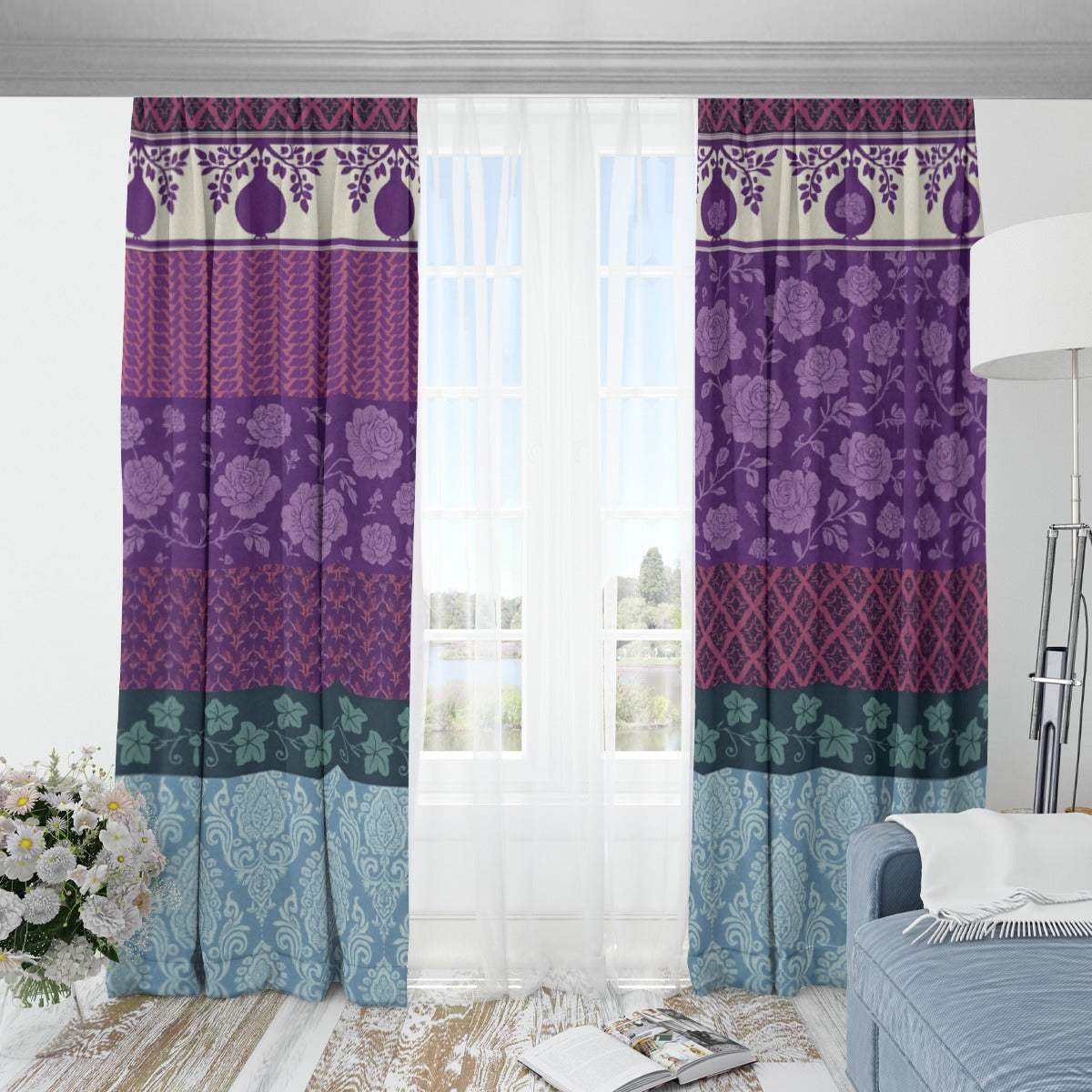 Royal Patchwork Boho Blackout Curtains – Bold Privacy with a Regal Twist