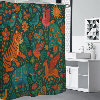 🐅 “Boho Safari Dreams” Shower Curtain | Waterproof | 120×180cm