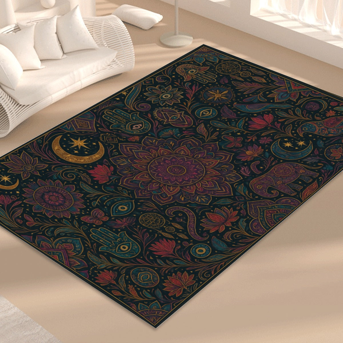🌙 Mystic Garden Foldable Floor Mat – Boho Celestial Comfort