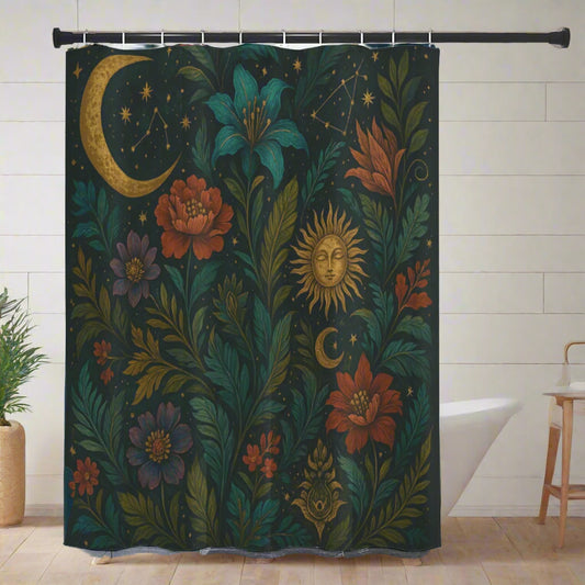 🌙 “Celestial Garden” Shower Curtain | Waterproof | 120×180cm