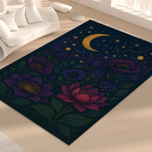 🌙 Cosmic Garden Floor Mat – Boho Maximalist Dream Rug