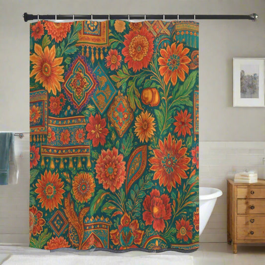 🌼 “Bohemian Bloom Tapestry” Shower Curtain | Waterproof | 120×180cm