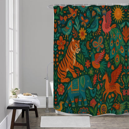 🐅 “Boho Safari Dreams” Shower Curtain | Waterproof | 120×180cm