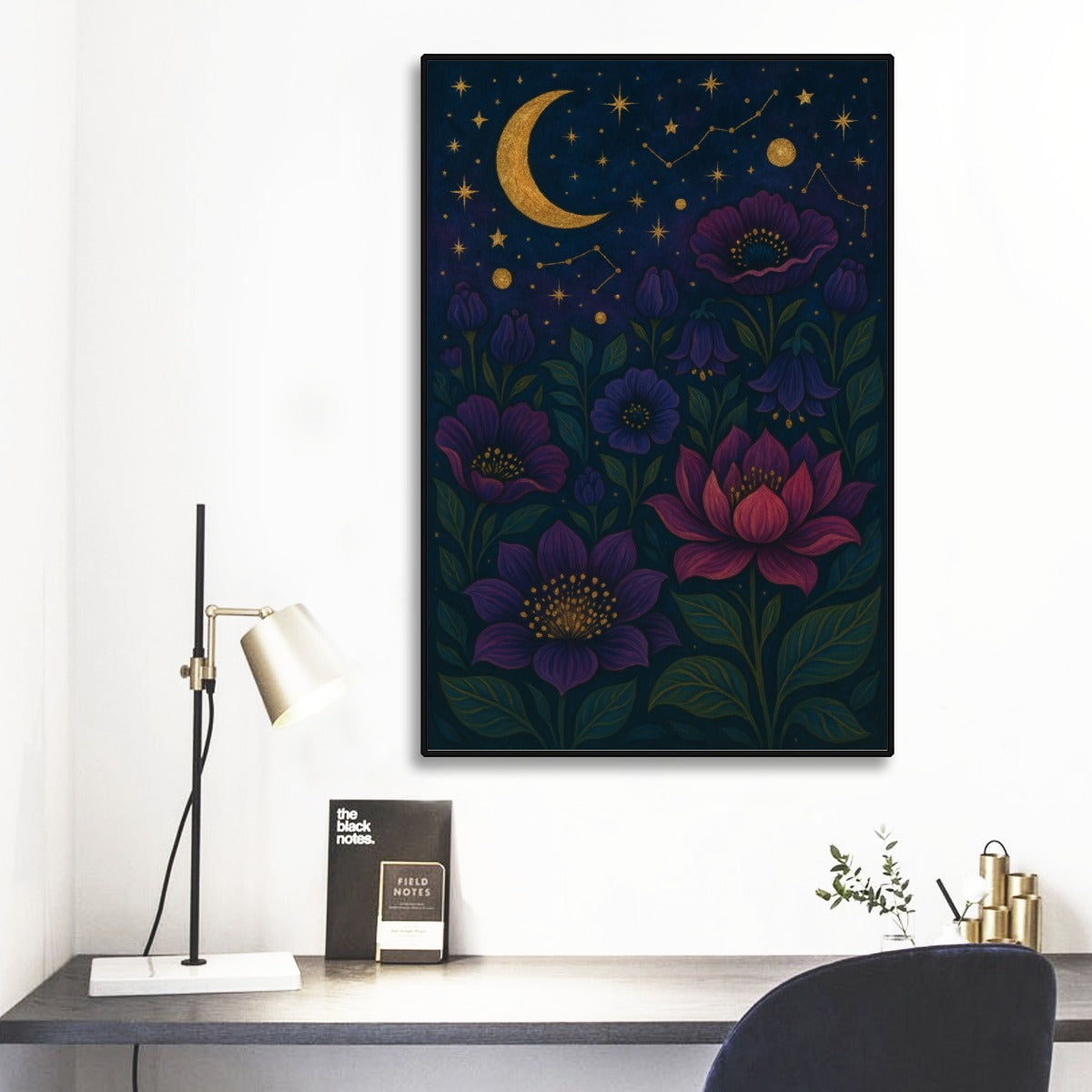 🪷 Cosmic Garden Wall Art – Boho Maximalist Canvas Print
