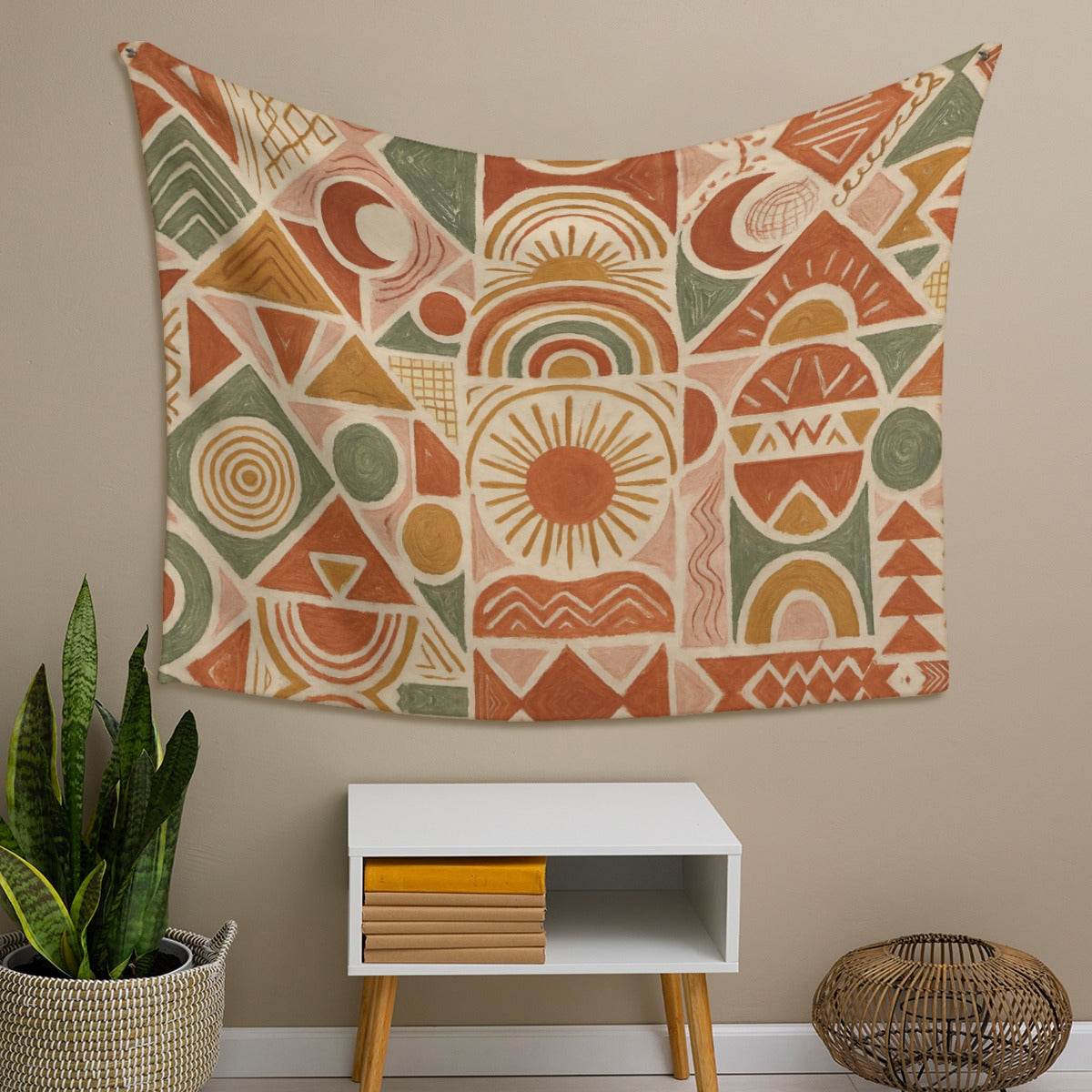 ☀️ Desert Sun Boho Tapestry – Earthy Abstract Wall Art