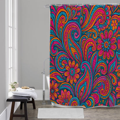 💖 “Psychedelic Bloom” Shower Curtain | Waterproof | 120×180cm