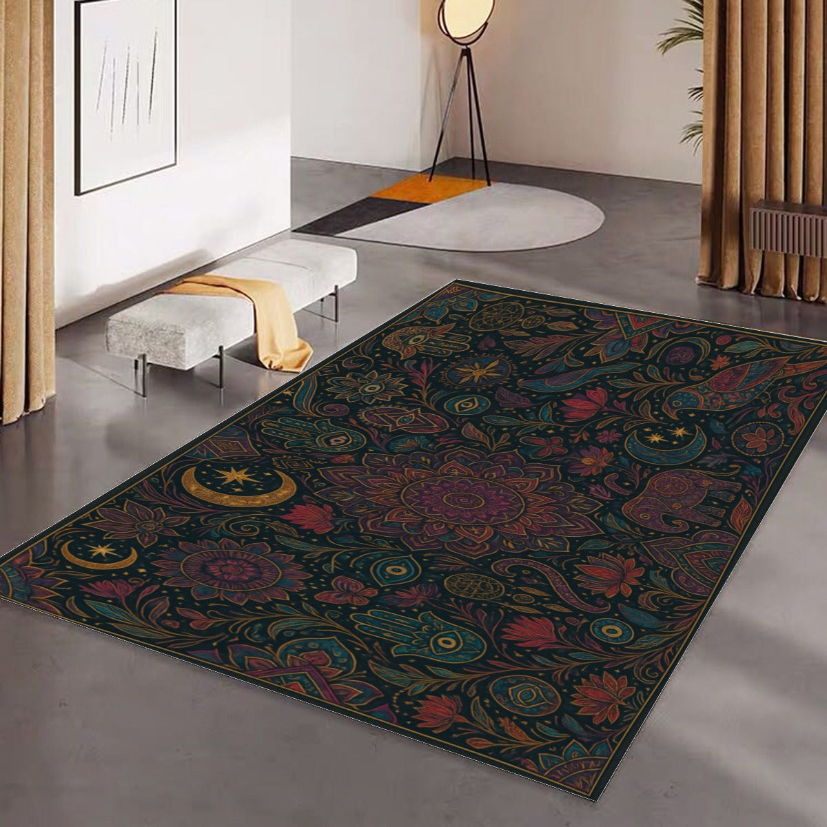 🌙 Mystic Garden Foldable Floor Mat – Boho Celestial Comfort