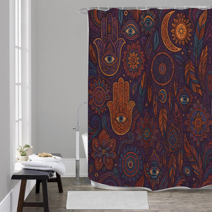 🔮 “Mystic Symbols” Boho Shower Curtain | Waterproof | 120×180cm