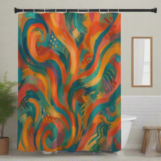 🎨 “Electric Flow” Abstract Shower Curtain | Waterproof | 120×180cm