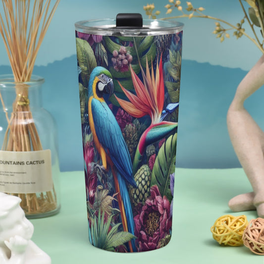 Tropical Jungle Parrot Tumbler – 30oz Stainless Steel Mug with Lid
