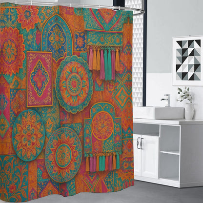 🎨 “Boho Bazaar” Shower Curtain | Waterproof | 120×180cm | Maximalist Bathroom Decor