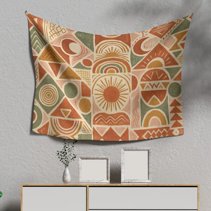 ☀️ Desert Sun Boho Tapestry – Earthy Abstract Wall Art