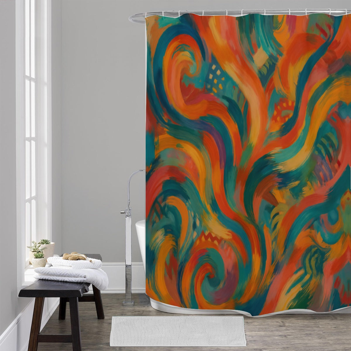 🎨 “Electric Flow” Abstract Shower Curtain | Waterproof | 120×180cm