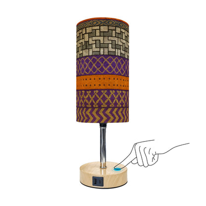 Desert Loom Touch Lamp – Boho Woven Print with USB Charging