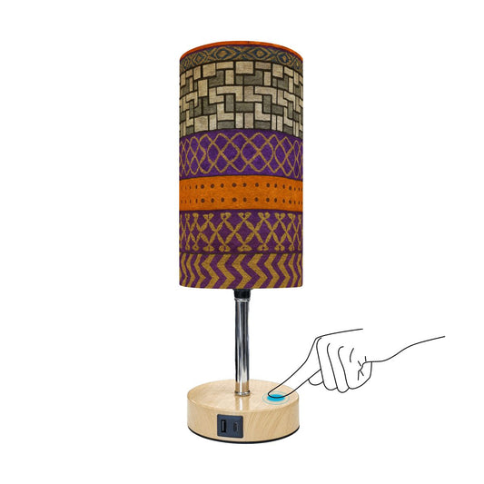 Desert Loom Touch Lamp – Boho Woven Print with USB Charging