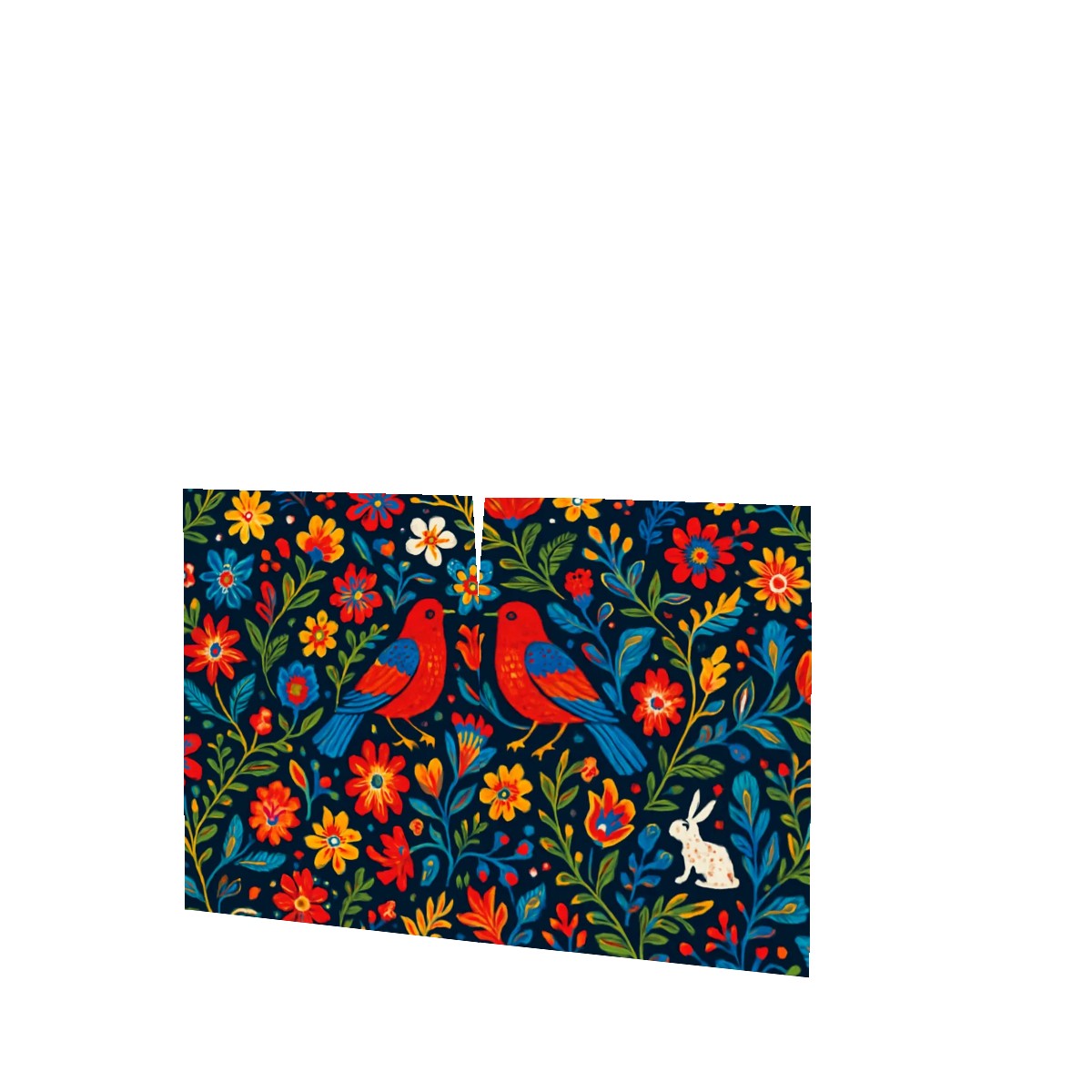 🌺 Viva Color Sideboard – 2-Door Boho Cabinet with Otomi-Inspired Folk Art Design (35")