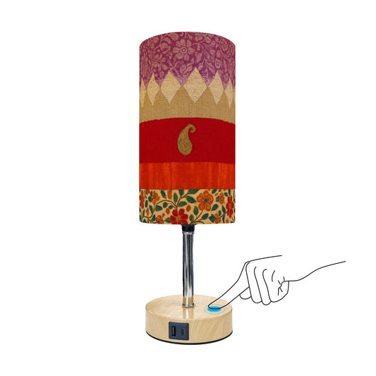 Boho Festival Touch Lamp – Vibrant Patchwork with USB Charging
