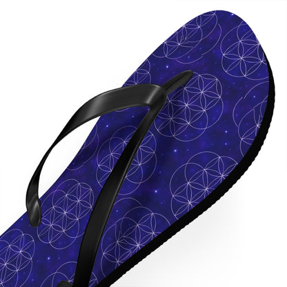 Cosmic Flower Flip Flops - Boho Chic Sandals for Beach, Summer Fun, Festival Vibes, Yoga Retreats, Gift for Her