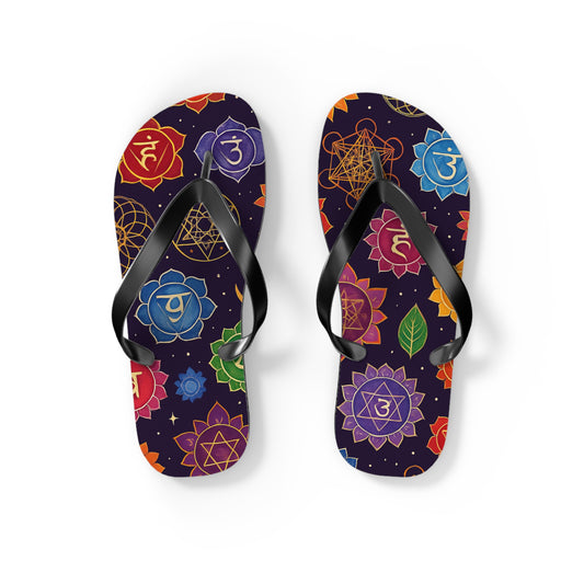 Chakra Pattern Flip Flops - Colorful Beach Sandals for Summer Vibes
