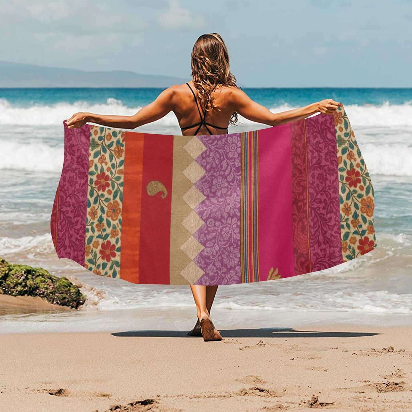 Boho Sunset Suede Beach Towel (31.5" x 71")
