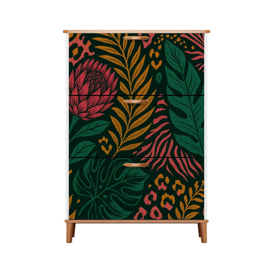 🌿 Wild Spirit Flip-Door Shoe Cabinet – 3-Tier Boho Jungle Glam Storage