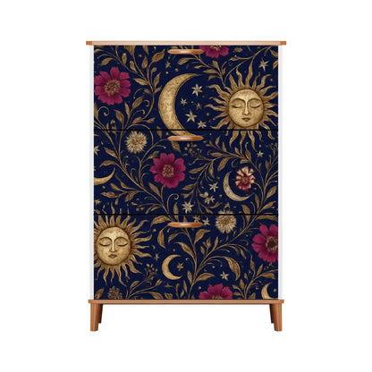 🌙 Celestial Bloom Flip-Door Shoe Cabinet – 3-Tier Boho Sun &amp; Moon Organizer