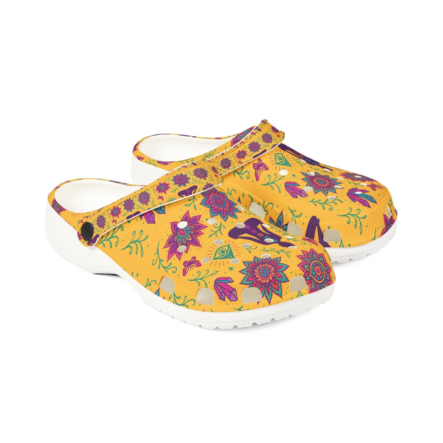 Boho Floral EVA Foam Clogs - Comfortable Slip-On Shoes with Vibrant Print