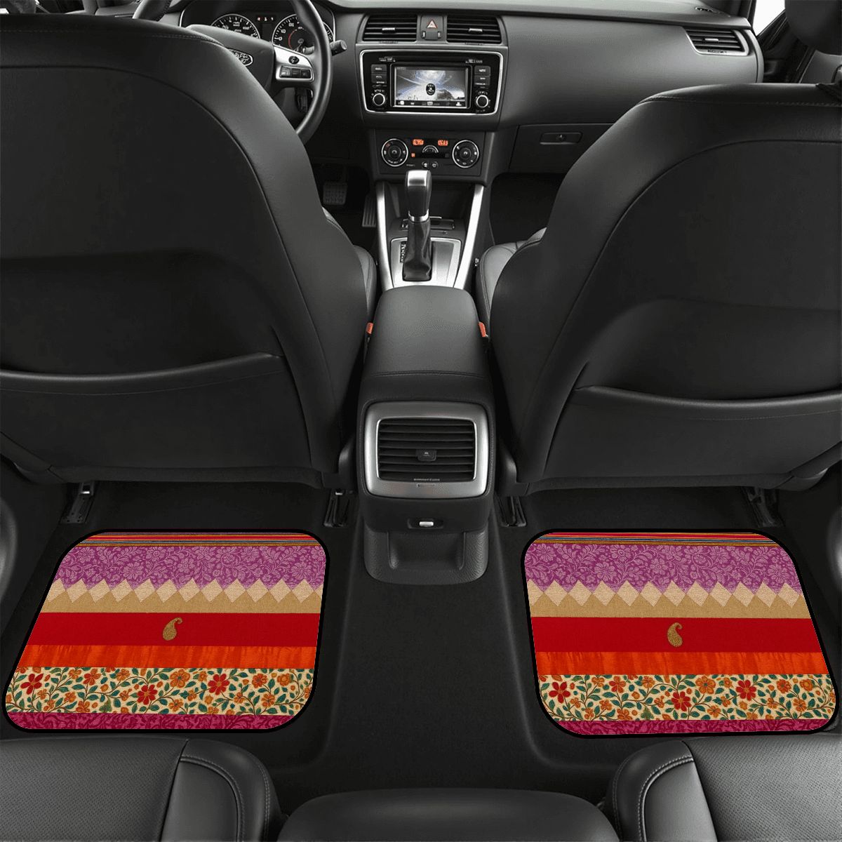 Boho Sunset Rear Car Floor Mats – Set of 2 | Non-Slip, Waterproof, Stylish Interior Upgrade