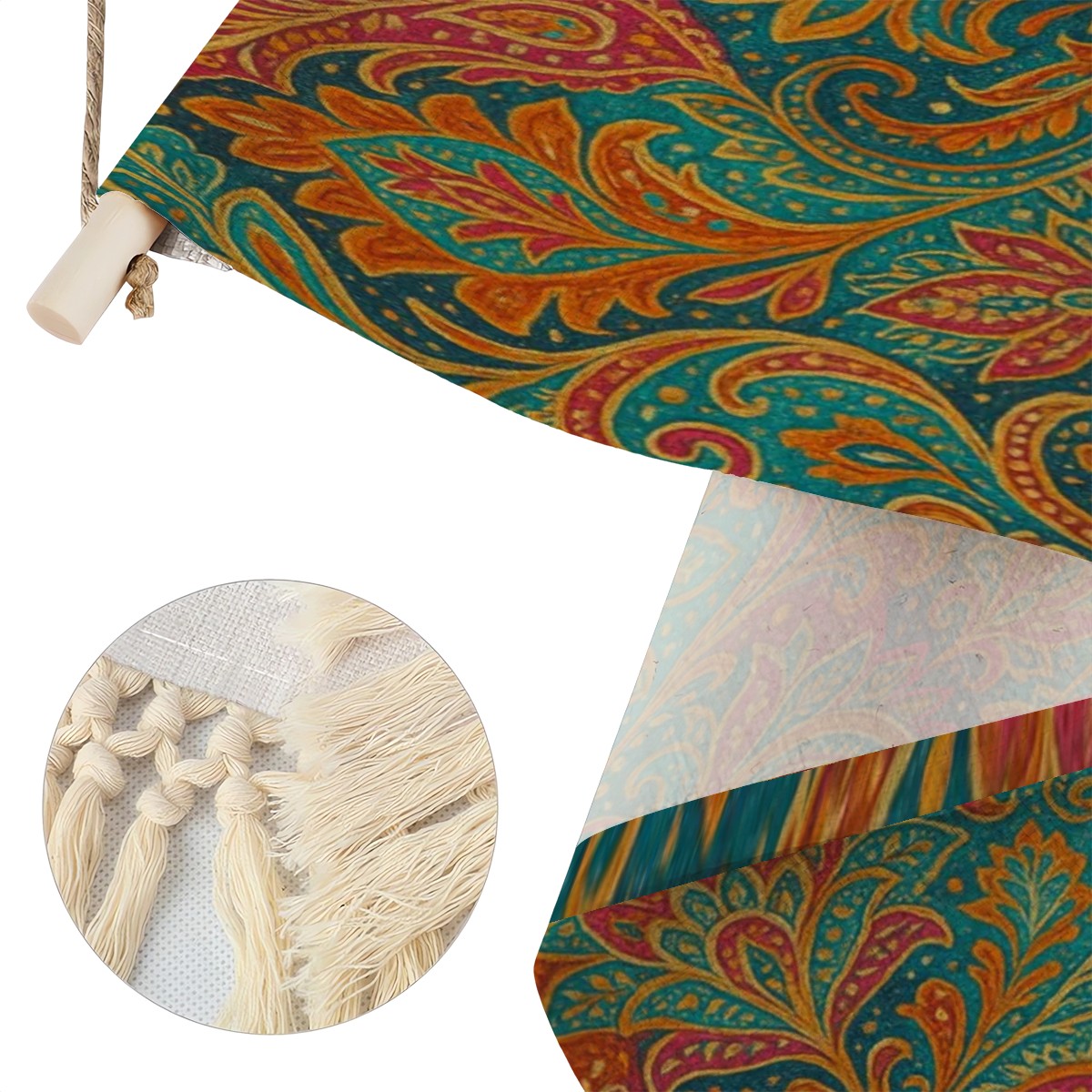 Boho Maximalist Cotton & Linen Wall Hanging – Bold Paisley Dream Tapestry