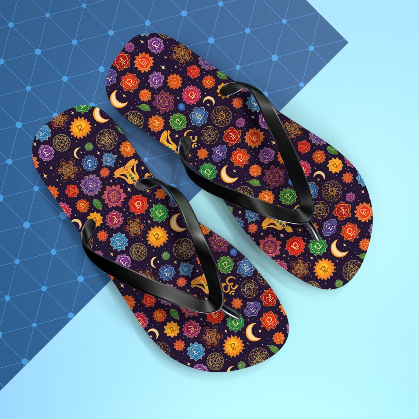 Colorful Chakra Flip Flops - Spiritual Summer Footwear