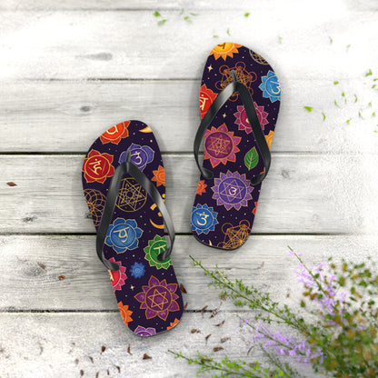 Chakra Pattern Flip Flops - Colorful Beach Sandals for Summer Vibes