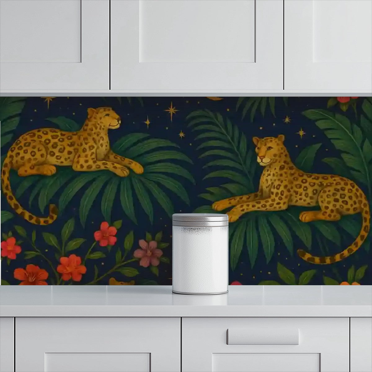 Midnight Jungle Leopard Peel & Stick Wallpaper – 60"x50" (PVC, Waterproof, Easy Install)