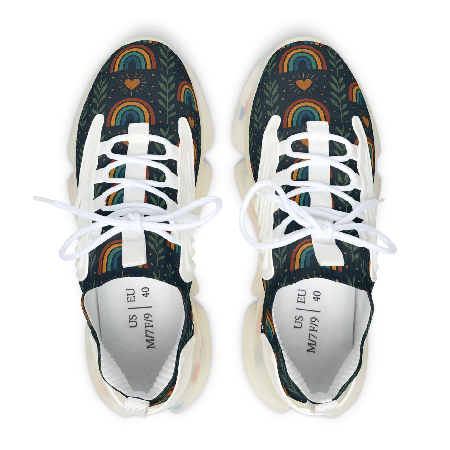 Colorful Women's Mesh Sneakers with Retro Rainbow Design