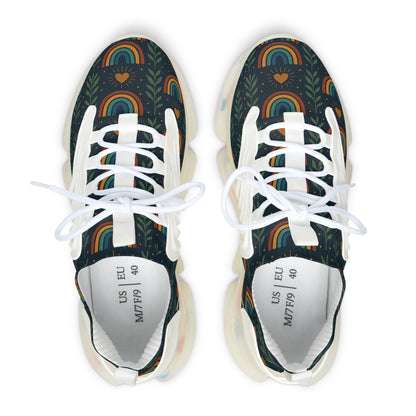 Colorful Women's Mesh Sneakers with Retro Rainbow Design