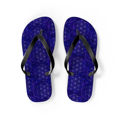 Cosmic Flower Flip Flops - Boho Chic Sandals for Beach, Summer Fun, Festival Vibes, Yoga Retreats, Gift for Her