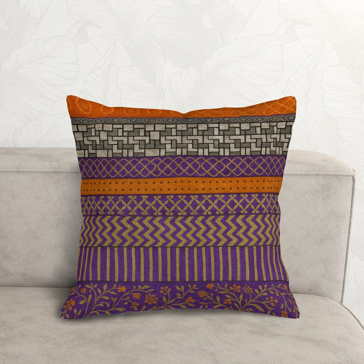 🧡 Tribal Sunset Corduroy Pillow – Bold Boho Comfort with Insert Included