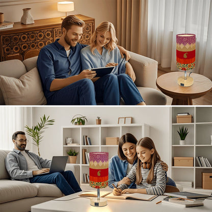 Boho Festival Touch Lamp – Vibrant Patchwork with USB Charging
