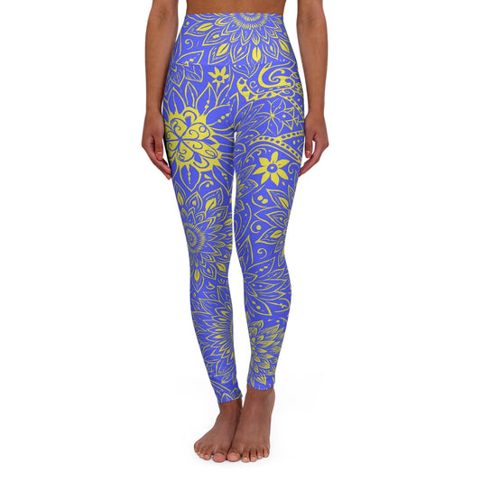 Vibrant Yoga Leggings with Floral Design - High Waisted Activewear