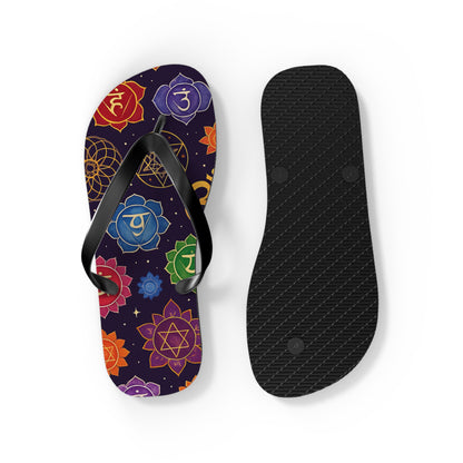 Chakra Pattern Flip Flops - Colorful Beach Sandals for Summer Vibes