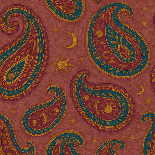 Boho Paisley Sun & Moon Peel & Stick Wallpaper – 60"x50" (PVC, Waterproof, Easy Install)